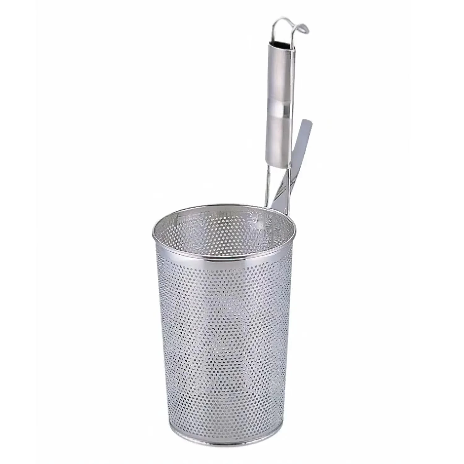 YUKIWA Stainless Steel Perforated Deep Tebo Noodle Strainer Flat Base With Metal Handle 3 YUKIWA Stainless Steel Perforated Deep Tebo Noodle Strainer Flat Base With Metal Handle