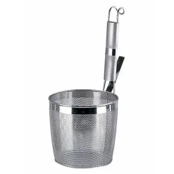 YUKIWA Stainless Steel Perforated Tebo Noodle Strainer Flat Base With Metal Handle