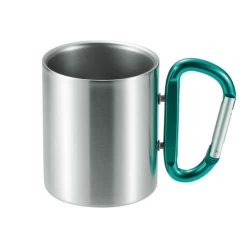 Takeda Stainless Steel Double-Wall Insulated Mug With Karabiner Handle 240ml -Professional Furniture And Kitchen Supplies Store takeda stainless steel double wall insulated mug with karabiner handle 240ml 5 colours green mugs 27376646543