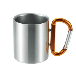 Takeda Stainless Steel Double-Wall Insulated Mug With Karabiner Handle 240ml -Professional Furniture And Kitchen Supplies Store takeda stainless steel double wall insulated mug with karabiner handle 240ml 5 colours orange mugs 27376660559